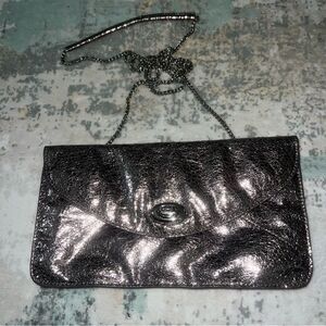 Sorial NY Metallic Silver Clutch Bag